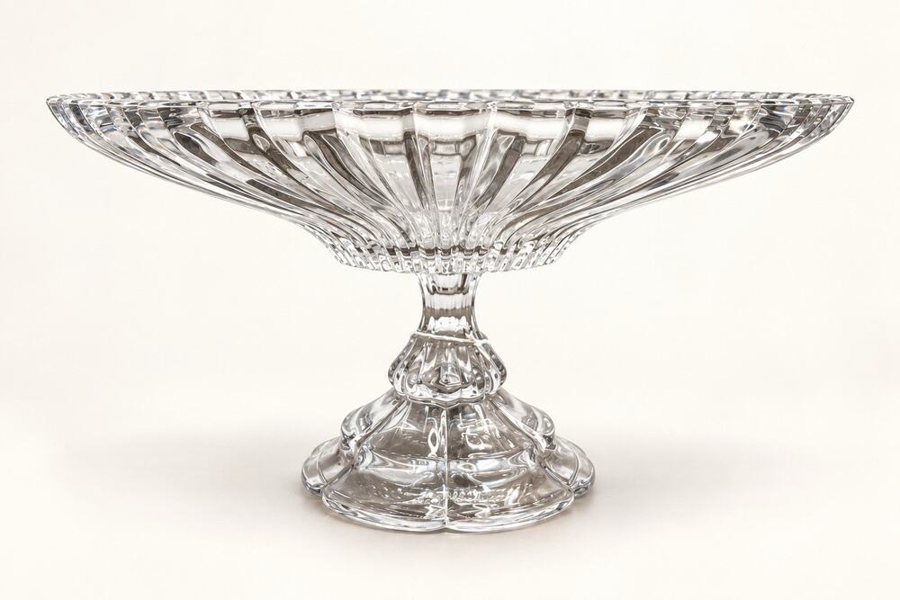 Fifth Avenue Crystal Compote Pedestal Bowl 14.5” Wide 7.5” Tall New No Box